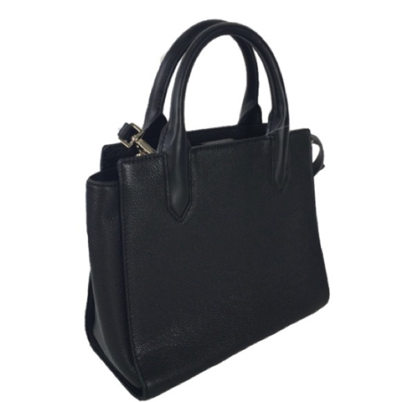 KATE SPADE— Flynn Street Small Meriwether Leather Satchel,  Black/White - Picture 2 of 7